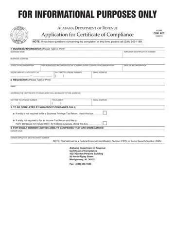 Alabama Certificate Of Compliance Form Preview