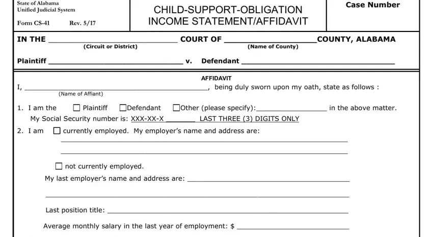 stage 1 to filling out alabama child support calculation