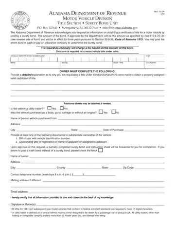Alabama MVT 10-1A Form Preview
