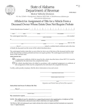 Alabama Mvt 5 Form Preview