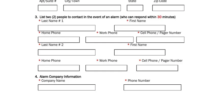 Filling out jackson alarm permit step 2