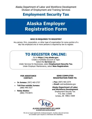 Alaska Employer Registration Form Preview