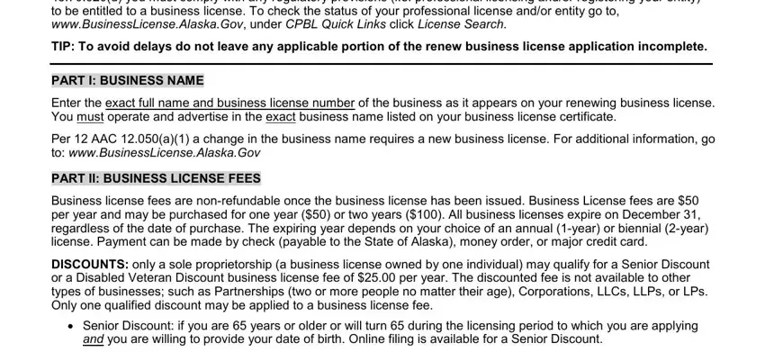 Alaska Form 08 4514 IMPORTANT The status of your, TIP To avoid delays do not leave, PART I BUSINESS NAME, Enter the exact full name and, Per  AAC a a change in the, PART II BUSINESS LICENSE FEES, Business license fees are, DISCOUNTS only a sole, Senior Discount if you are  years, and and you are willing to provide blanks to fill out