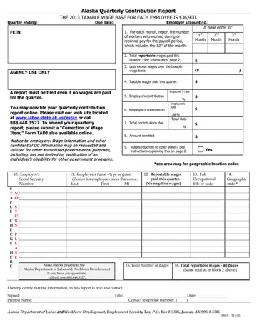 Alaska Quarterly Contribution Report Form Preview