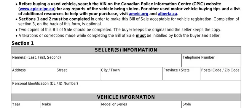 completing bill sale alberta part 1