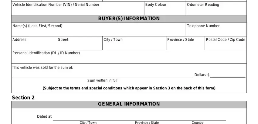 Entering details in bill sale alberta part 2