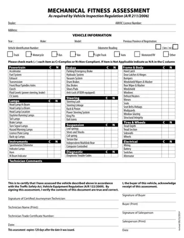 Alberta Insurance Inspection Form Preview