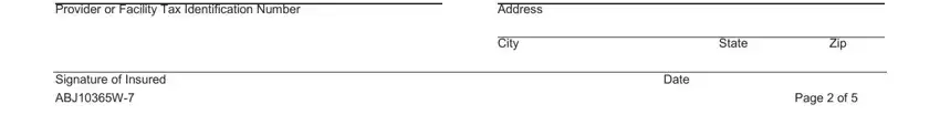 allstate walmart insurance Provider or Facility Tax, Signature of Insured ABJW, Address, City, State, Zip, Date, and Page  of fields to fill out