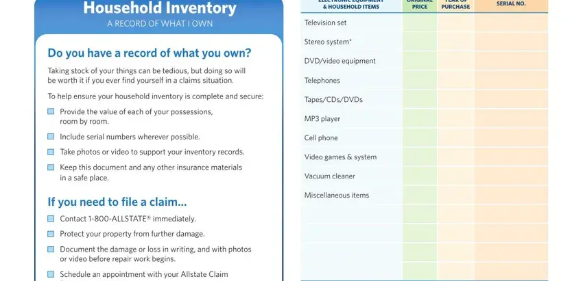 writing items inventory household part 1