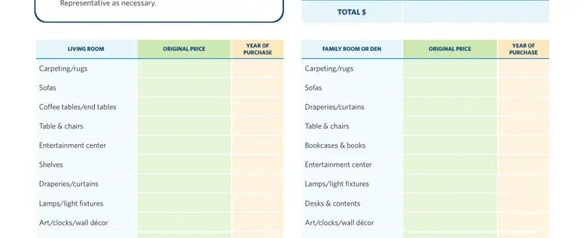 Filling in items inventory personal form part 2