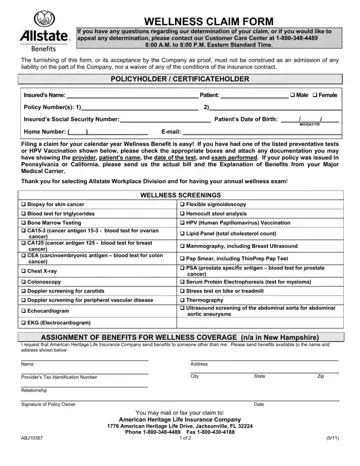 Allstate Wellness Claim Application Form Preview