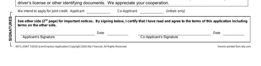 step 3 to finishing ally credit application blank