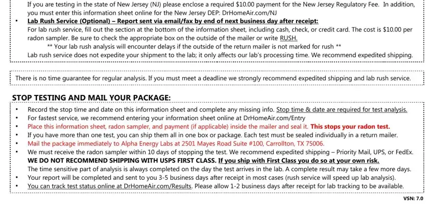 alpha energy labs test results If you are testing in the state of, There is no time guarantee for, STOP TESTING AND MAIL YOUR PACKAGE, Record the stop time and date on, Mail the package immediately to, WE DO NOT RECOMMEND SHIPPING WITH, and VSN fields to insert