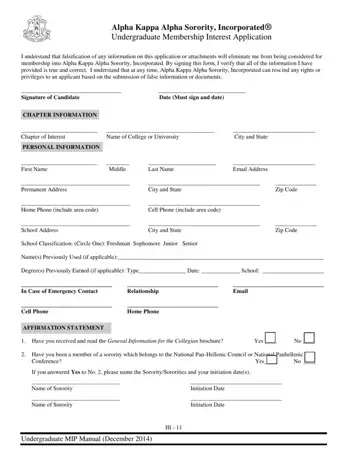 Alpha Kappa Application Form Preview