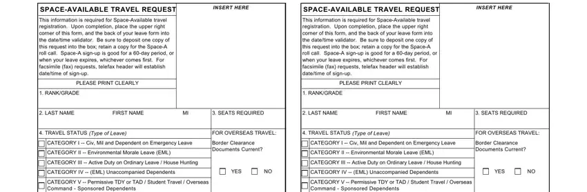 example of blanks in space a travel request form