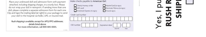 Entering details in american girl doll hospital prices stage 3