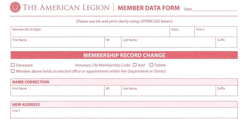 stage 1 to filling in american legion data form
