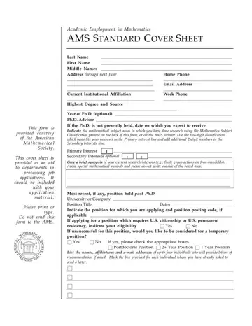 American Mathematical Society Cover Sheet Form Preview