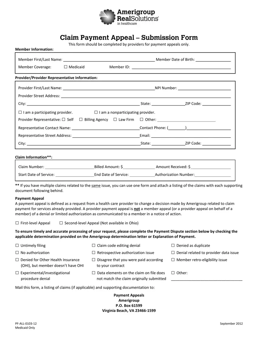 Amerigroup Medicaid first page preview