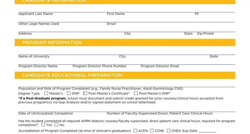 step 1 to filling in validation of aprn education form