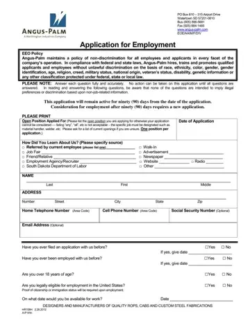 Angus Palm Application Form Preview