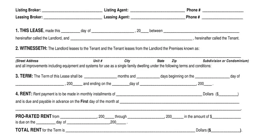 filling in residential lease step 1