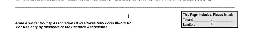 NAME ADDRESS AND TELEPHONE NUMBER, Anne Arundel County Association Of, and This Page Included Please Initial in residential lease