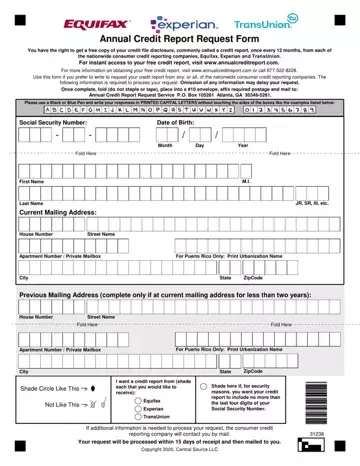 Annual Credit Report Form Preview