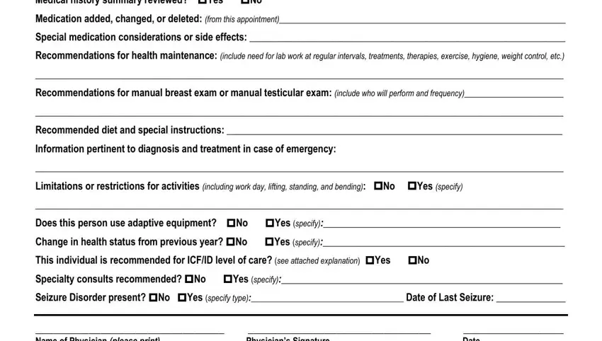 stage 5 to filling out physical exam form