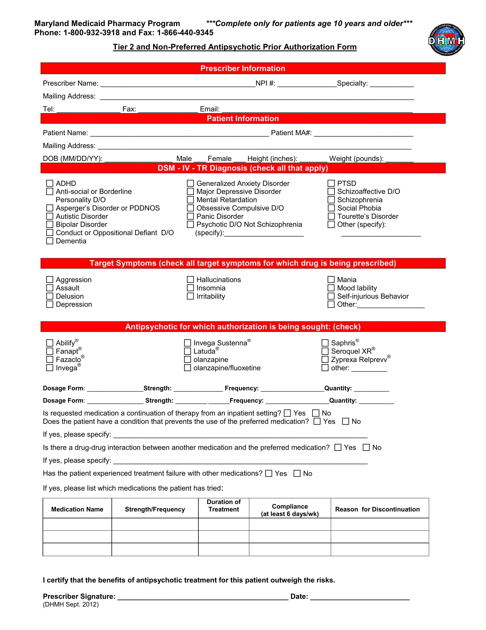 Antipsychotic Prior Authorization Form Preview