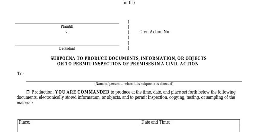 rule 45 subpoena form spaces to complete