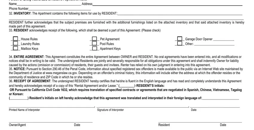 Filling in aoausa lease agreement step 4