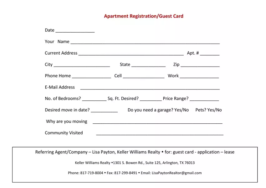 Apartment Card Form first page preview