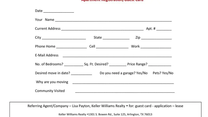 entering details in printable apartment guest card template part 1