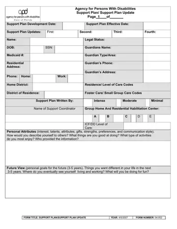 Apd Support Plan Form Preview
