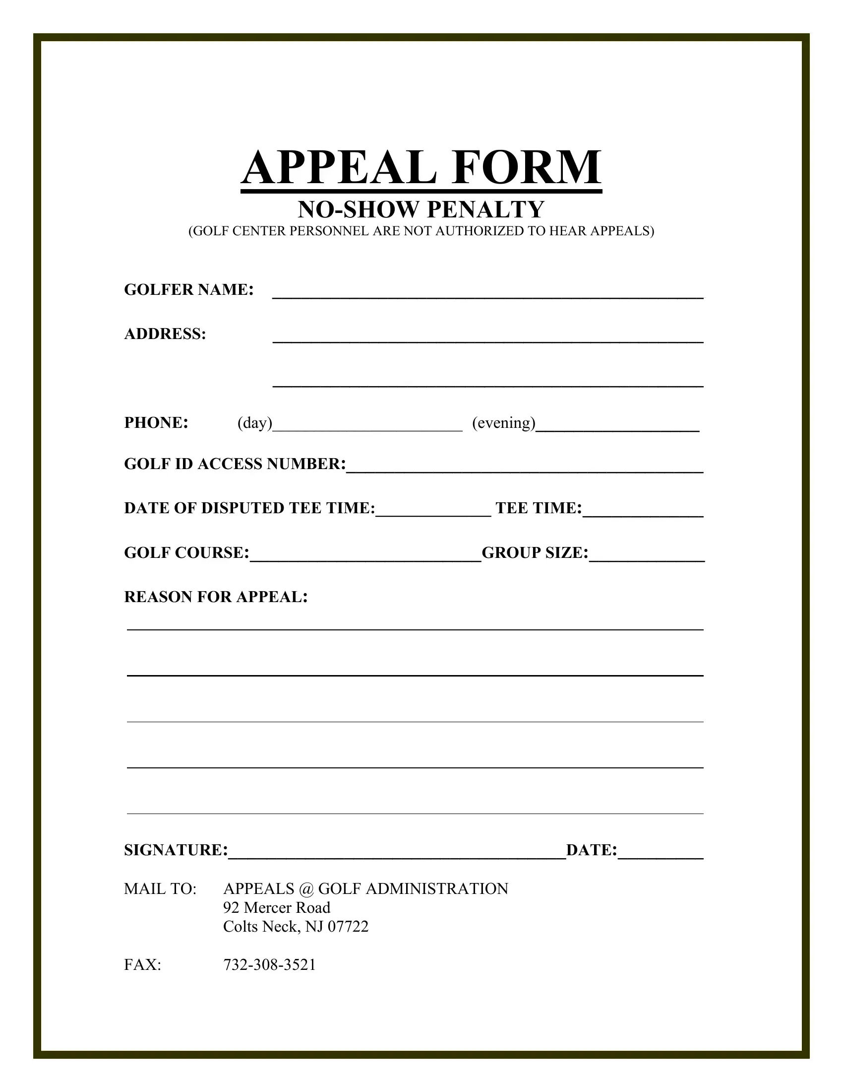 Appeal Form Preview