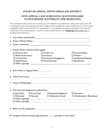 Appellate Screening Form Preview