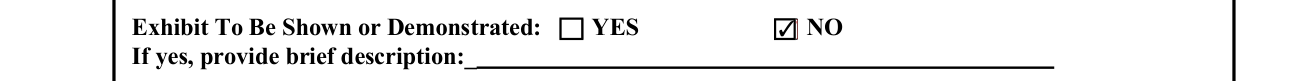 Form PTOL-413A example filled out, exhibit To Be Shown or Demonstrated