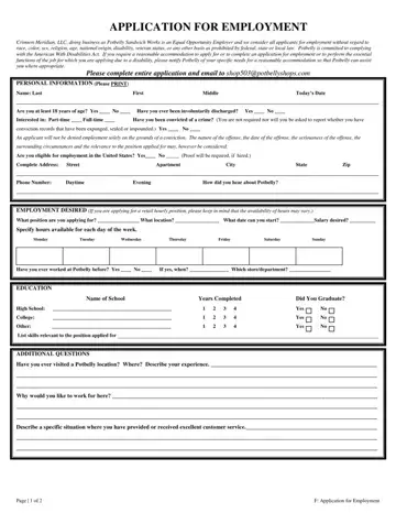 Applicants For Employment Form Preview