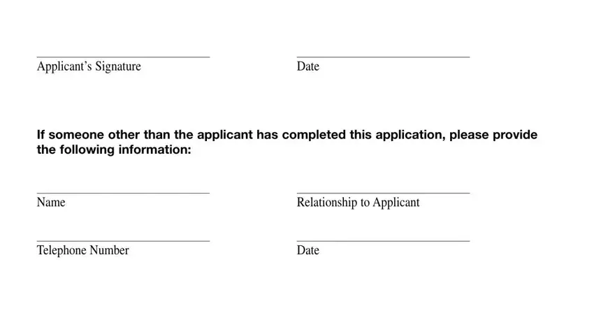 access a ride nyc Applicants Signature, Date, If someone other than the, Name, Relationship to Applicant, Telephone Number, and Date blanks to fill