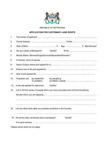Application Customary Land Rights Form Preview