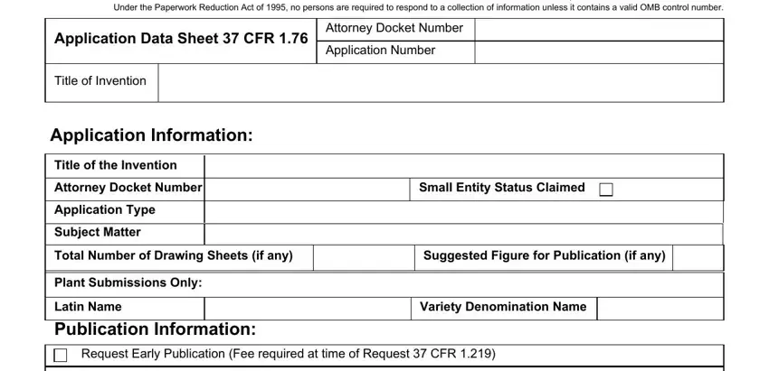 Filling in uspto web based application data sheet instructions step 3