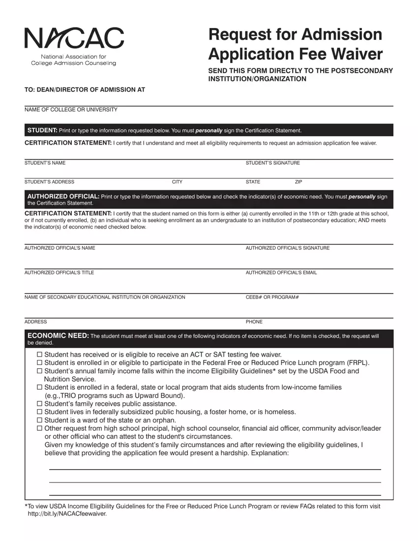 Application Fee Waiver ≡ Fill Out Printable PDF Forms Online