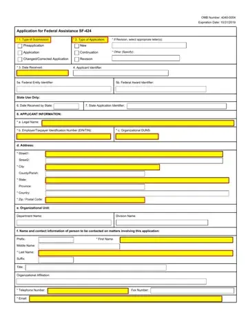 Application For Federal Assistance Form Preview