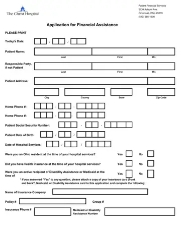 Application For Financial Assistance Form Preview