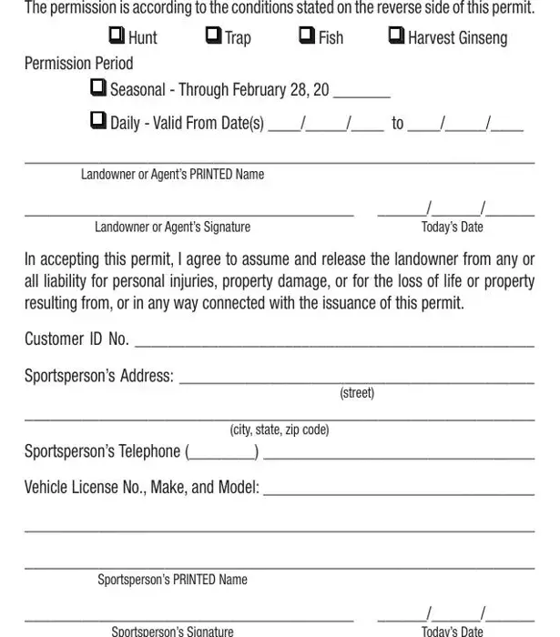 Ohio Hunting Permission Slip Form Fill Out And Sign P