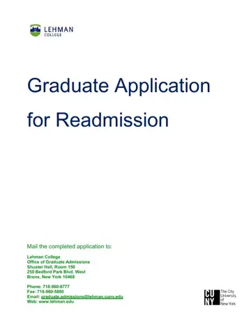 Application For Readmission In College Form Preview