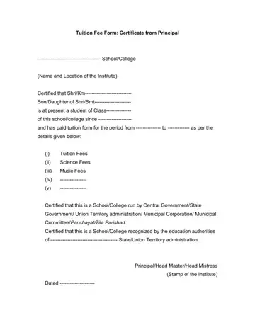 Application For Tuition Certificate Form Preview