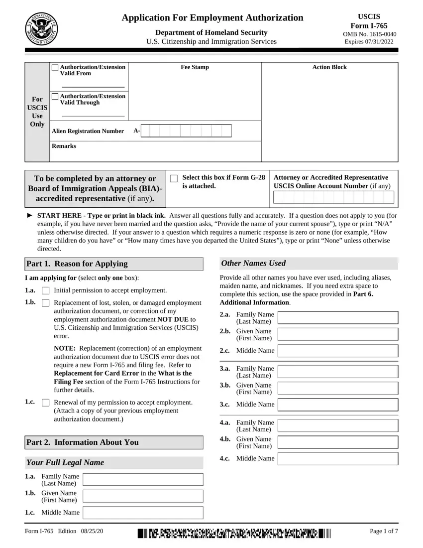 Application For Work Permit first page preview