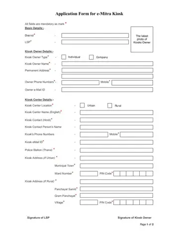 Application Form For E Mitra Kiosk Preview